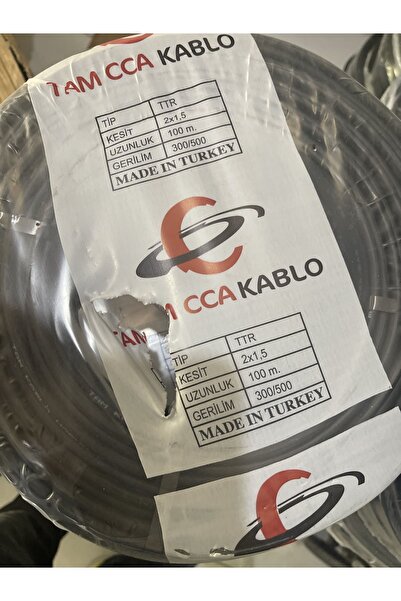 CCA 2x1,5 Mm Ttr Kablo Siyah 100 Mt Tam Kesit