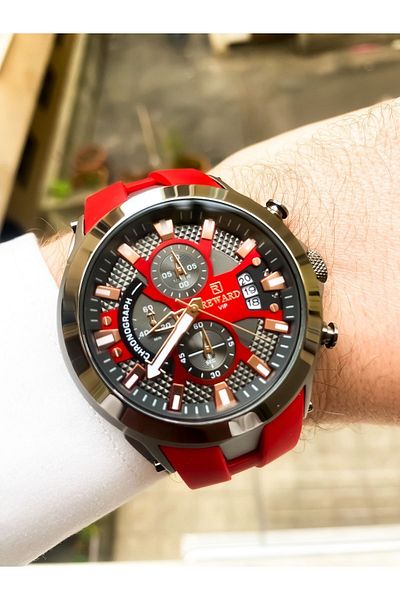 Reward Red Men's Wrist Watch with Bracelet Gift
