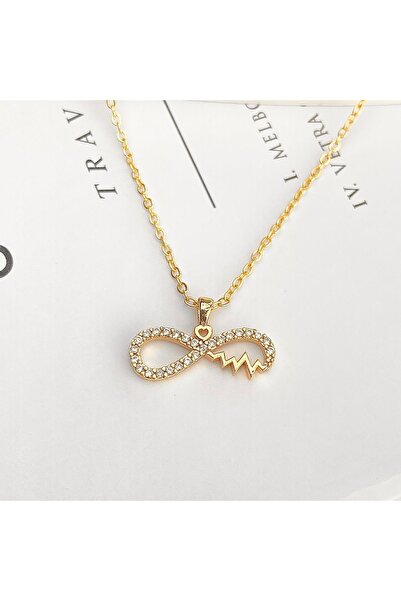 Kyver قلادة إنفينيتي ريثم قلب معلق بحجر الزركون ذهبي 40 5 سم