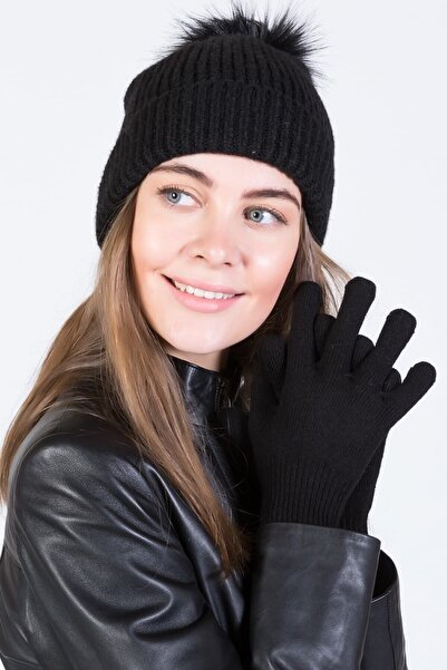 POSUSS Akrilik Likralı Eldiven Kadın Eldiven - Siyah - Ps722