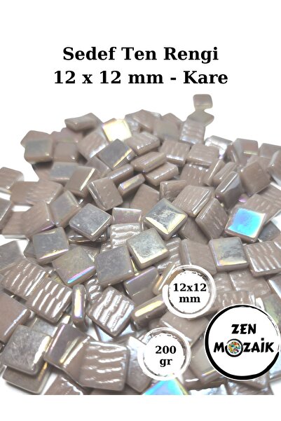 Zen Mozaik Sanatsal Mozaik Çalışmalarınız için 12 x12 mm - Kare Sedefli Cam M...