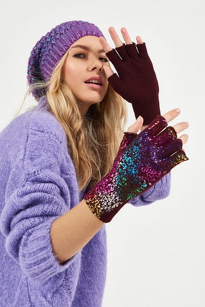 POSUSS Shiny Printed Women's Gloves - Claret Red - Ps540