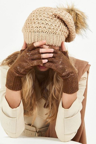 POSUSS Glossy Printed Women's Gloves - Tobacco - Ps547