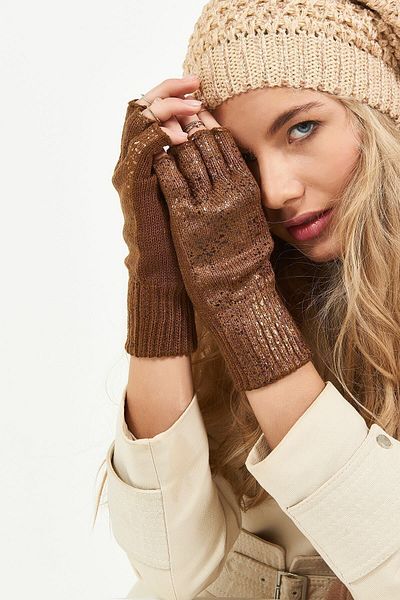 POSUSS Glossy Printed Women's Gloves - Tobacco - Ps547
