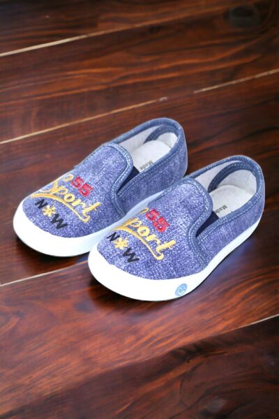 Ponchiq Unisex Kids Blue Linen Denim Comfortable Sandals