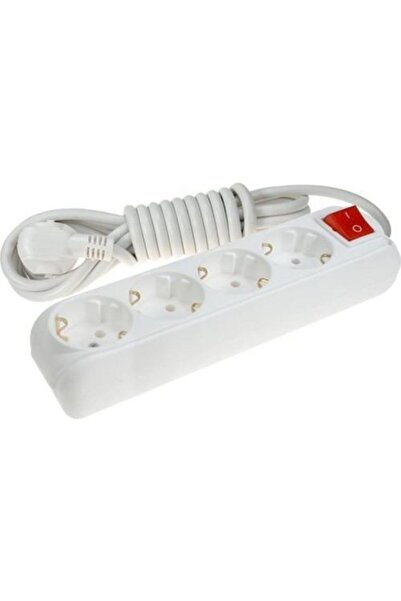 Badem10 Anahtarlı 4'lü Grup Priz - (2 METRE) Topraklı Grup Priz Fiş Çoğaltıcı Çoklu Uzatma Kablosu Pirizi