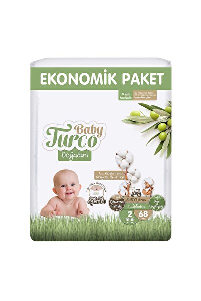 Baby Turco Doğadan Economical Mini Size 2 Baby Diapers 68 Pieces