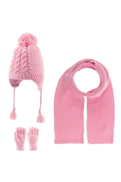 Kitti 4-8 Yaş Kız Çocuk Atkı Bere Eldiven Takımı, 3 Lü Set