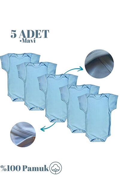 Kısa Kollu 5'li Organik Pamuk Çıtçıtlı Bebek Body&zıbın