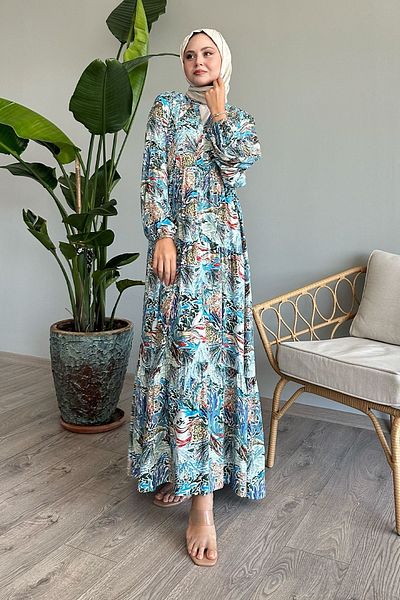 InStyle Casual Indigo Viscose Φόρεμα - Μικτό Χρώμα
