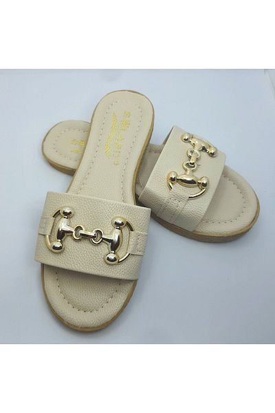 NewOneMall NewMallOne Women's White Daily Slippers Stylish Comfortable Buckle Home Sea Beach Guest Dowry Slippers