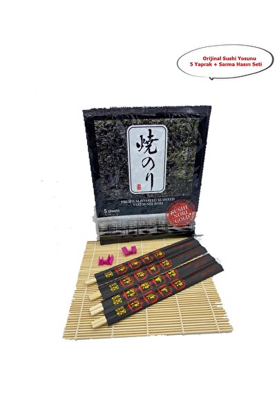 SEA FOOD Orijinal Yaki Sushi Nori Gold 5 Yaprak 12.5 G. + Sarma Hasırı Set