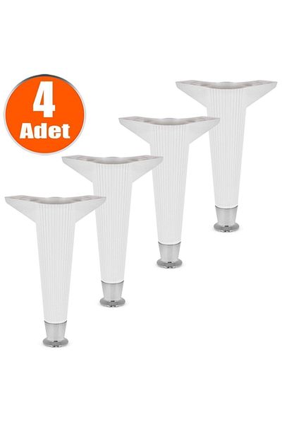 Badem10 Consolă TV albă de 22 cm - Mobilier Canapea Picior scaun (4 buc.)