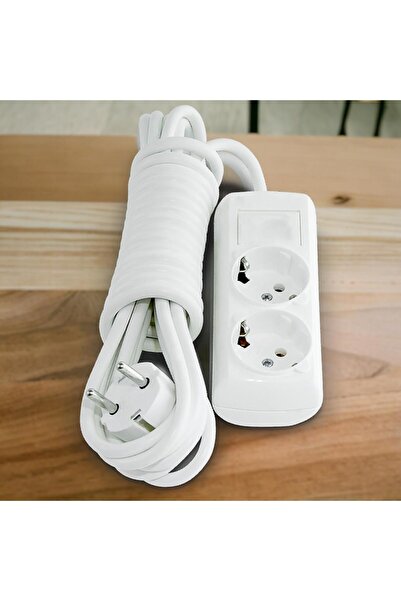 Badem10 2-piece Group Socket - 2-meter Cable, Grounded Plug Multiplier, Switch-free Socket