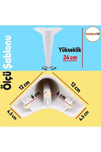 Badem10 Aspen 4 bucăți mobilier de lux canapea fotoliu unitate tv consolă picioare picioare 24 cm picior alb