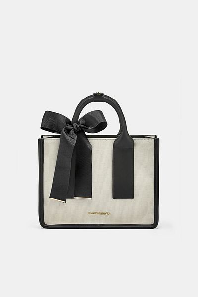 Black Ribbon Pure Midi Canvas Bag - Stylish and Useful