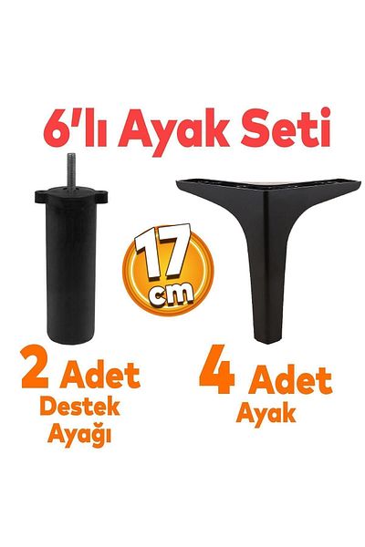 Badem10 Sedef Set 6 Mobilier Unitate TV Consolă Fotoliu Canapea Suport Picior 17 Cm Picioare Negre Suport M8