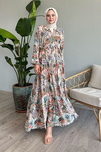 InStyle Πορτοκαλί Casual Viscose Φόρεμα - Μικτό Χρώμα