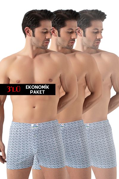 DONEX 2304 3 Pack Men's Cotton Printed Boxers