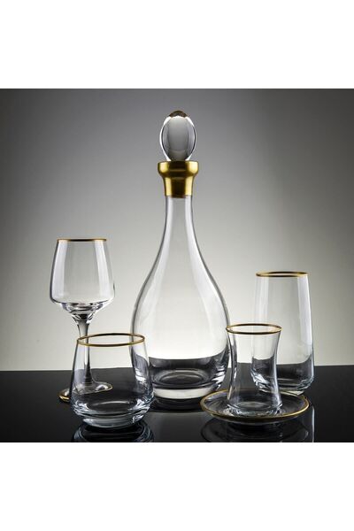 Barok 61 Parça 12 Kişilik Soft Gold Su Takımı Lav