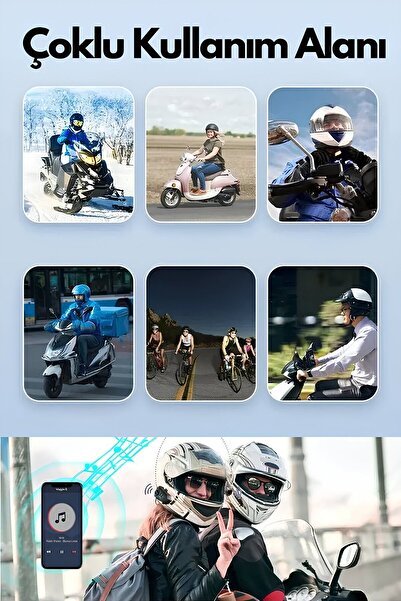 Abbruch Su Geçirmez Bluetooth Motosiklet İntercom Kask Kulaklığı 2000 mah 300Mt 2 li Bağlantı Özelliği