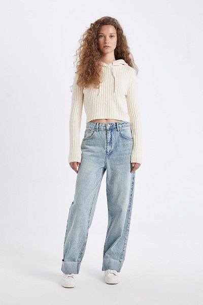 DeFacto Blugi cu talie înaltă până la gleznă - Baggy Fit D5439ax24au