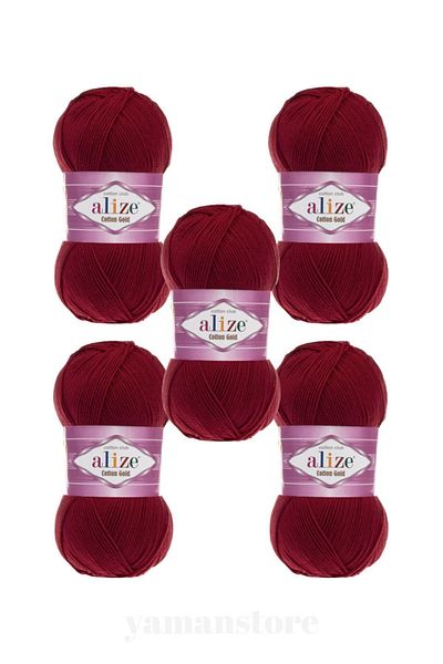 Alize Cotton Gold 5 bucăți Amigurumi Vest Cardigan Esarfa Pulover Orgue Filatura Culoare 390 Cireșe Răniți