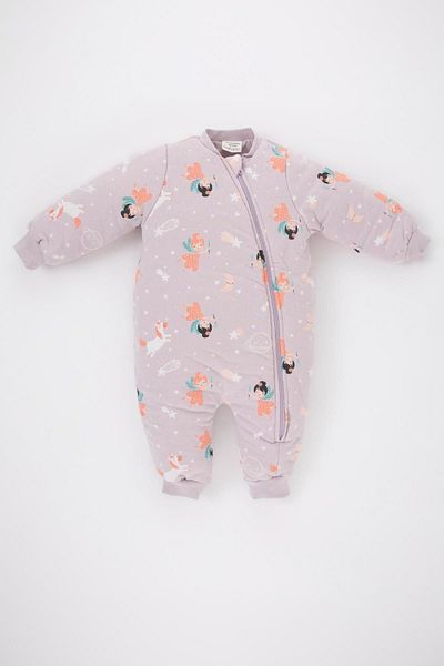 DeFacto Girl Printed Combed Cotton Jumpsuit for Newborn Baby Girl - A8636a523au
