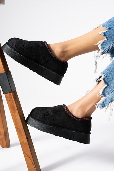 McDark Cizme casual scurte pentru femei UGY Black Furry