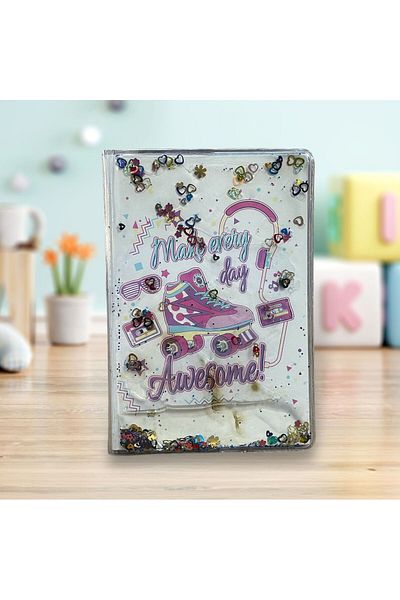 Eren Ofis Lined Large Size Notebook with Glitter and Watery Cover - Undated