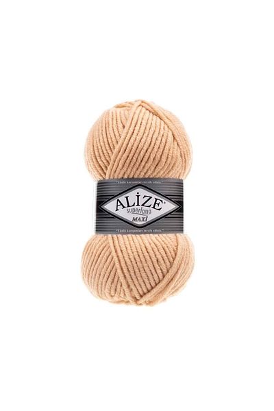 Alize 5 τεμ. Süperlana Maxi Cream Caramel 502 Χοντρό πλεκτό με νήματα γιλέκο ζακέτα με νήματα μαντήλι Beanie πουλόβερ