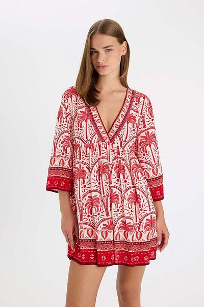DeFacto Gemustertes Strandkleid mit normaler Passform - Fall in Love D5735ax24hs