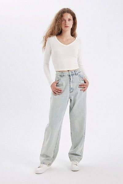 DeFacto High Waist Baggy Fit Long Jean Trousers - D3894ax24hs