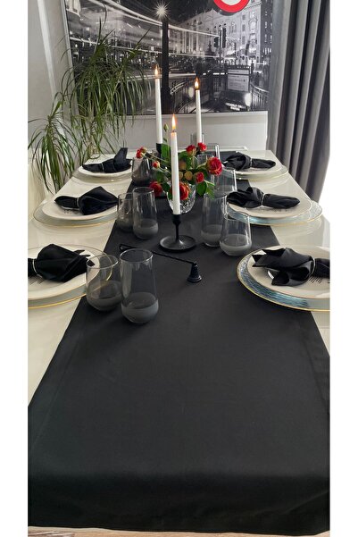 Decamor home Thick Linen Black Seamless Long Runner (Nappe Not Included)