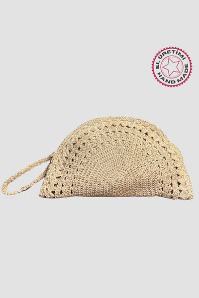 Uretti Чанта клъч Sefa 4419 Бежова с макраме и въже - Ръчно изработена