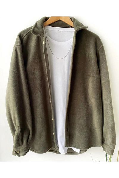 tynemode Мъжко овърсайз яке от дебел полар - ButtoneD