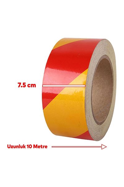 Badem10 7.5 Cm Highlighter Reflective Yellow Red Strip Tape - Adhesive Warning Tape