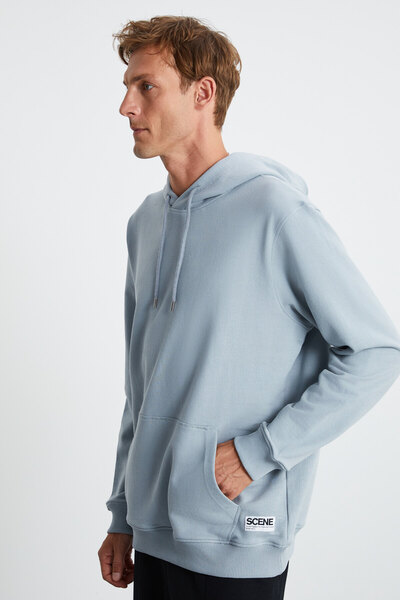 GRIMELANGE Férfi világoskék bőr pulóver