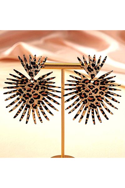 Obenim store Leopard Pattern Retro Women's Earrings - Thorn Heart Design and Hanging Ear Ornaments
