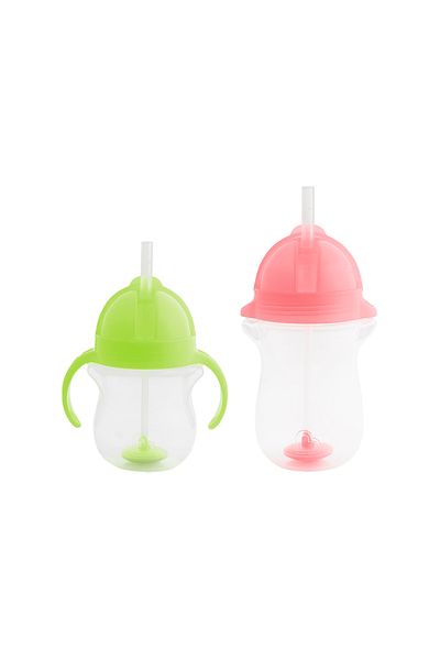 Munchkin Green and Pink Click Lock Spout Cup - 6 Months+ 207 ml Vs 12 Months+ 296 ml