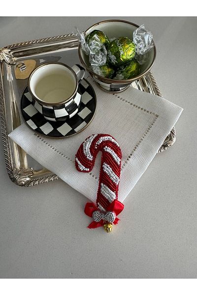 Hatice sakallı design 1 Piece Embroidered Stone Walking Stick Candy Coffee Side Cocktail Napkin