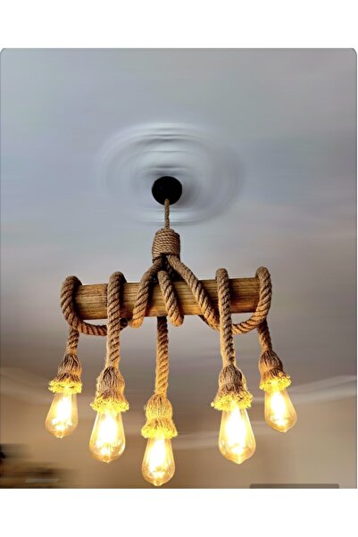 Ağış Elektrik Doğal jüt halatlı bambu avize