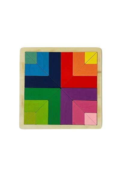 Winnie Baby Ahşap Renkli Tangram 24 Parça Zeka Oyunu Eğitici Oyuncak 18x18cm