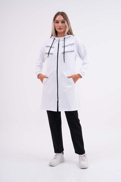WestBound White Stoned Women's Tracksuit Set - Casual Hijab Design
