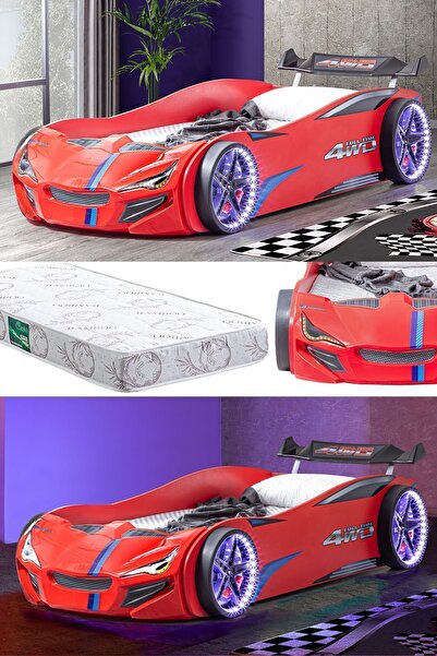 Setay Arabalı Yatak, Merso Rüzgarlıklı Full Ledli Arabalı Yatak - Kırmızı 1 A...