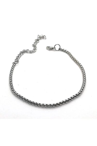 dergavud Unisex Örme Arnavut Zinciri Gümüş Renk Bileklik