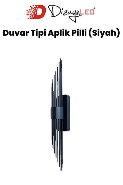 DizaynLED Siyah Pilli Duvar Aplik Aydınlatma Siyah Led Duvar Lambası