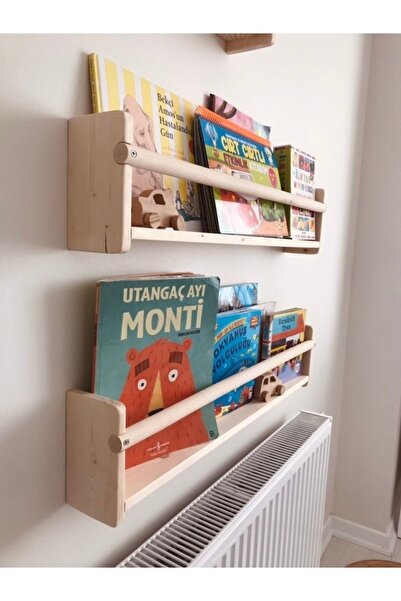 MrtAhşap Montessori Raf Yuvarlak Çıtalı 75 Cm 2 Adet