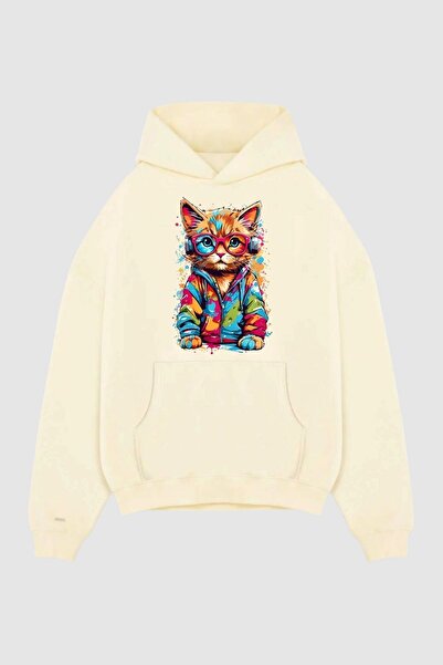 Nyda Collections Unisex majica sa kapuljačom, dugim rukavima i printom - sa k...