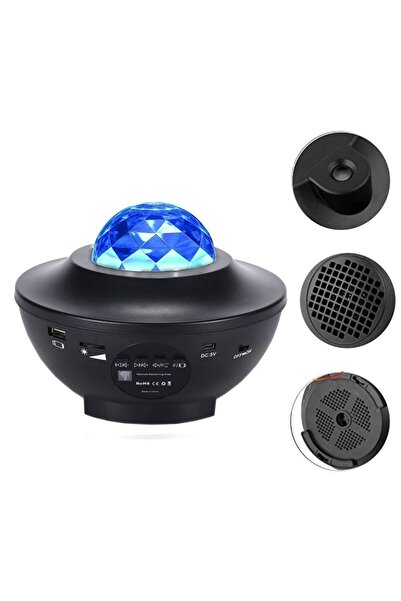 fortrek Led Işıklı Projektör Bluetooth Hoparlör Sese Duyarlı Disko Parti Gece Lambası, Tavan Aydınlatıcı